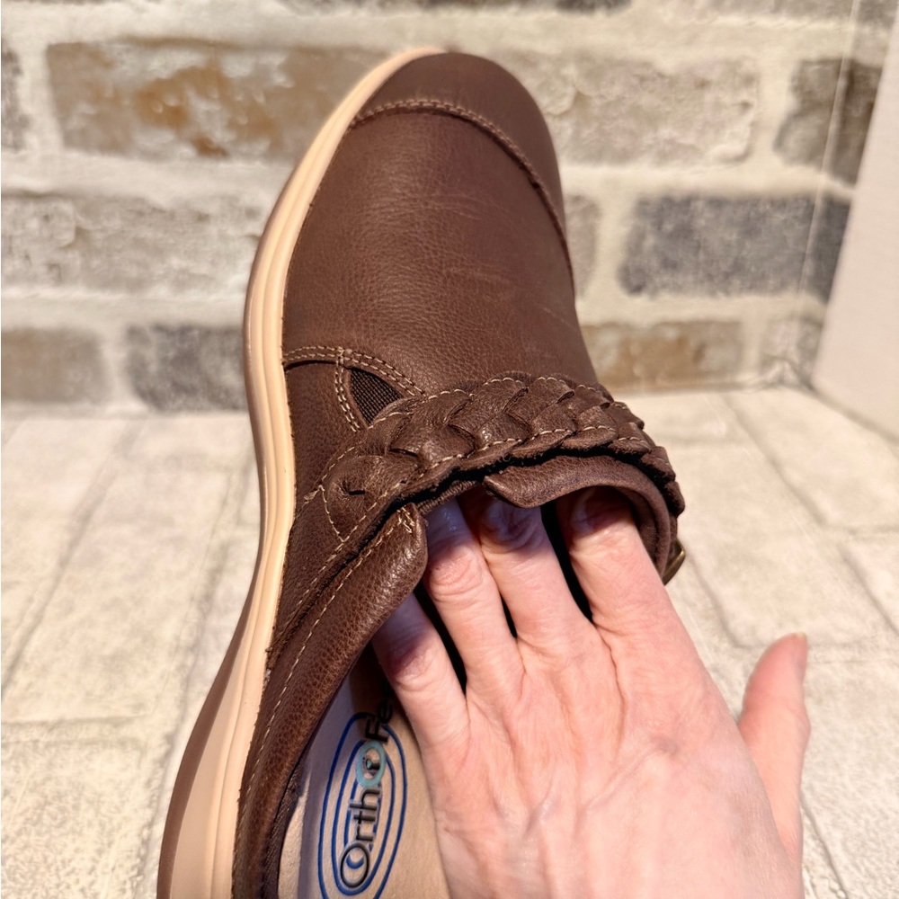 Woman’s Casual Orthofeet comfort Slip-On Clog in Brown with Buckle Sz 7 - Picture 8 of 8